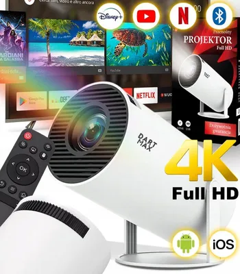 Obrázek produktu pro Projektor Full Hd Přenosný 4K Wifi Usb Dálkové Ovládání Ios Android Pro Kino