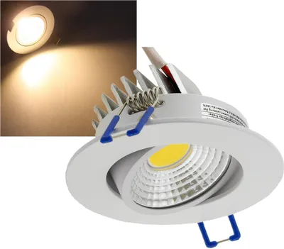 Produktbild von ChiliTec 20895 LED-Einbauleuchte "COB-5", 5W, 420lm ALU, 3000K, 95°, Ø85xT47mm, Rahmen weiß