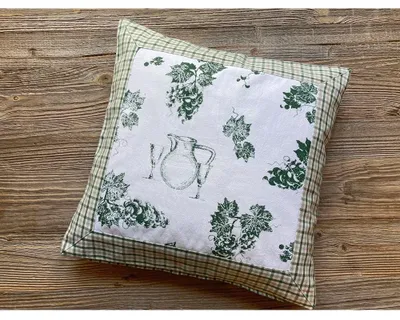 Produktbild von Kissen-Bezug 40x40 cm Wein-Trauben grün weiß Baumwolle