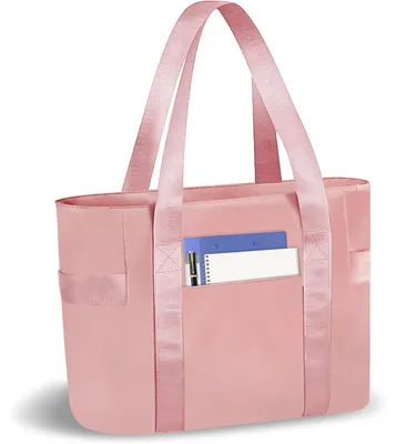 Productafbeelding van Laptop tas dames, shopper, handtas, groot, waterdicht, schoudertas, 15,6 inch laptopvak, roze