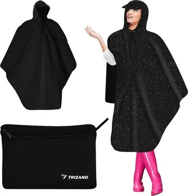 Produktbild von Trizand 22871 Pončo - pláštěnka s kšiltem černá
