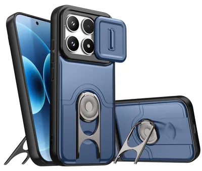 Obrázek produktu pro Pouzdro pro Xiaomi 17, Posuvným krytem fotoaparátu a kroužkovým stojánkem, nárazuvzdorné ochranné pouzdro Modrá