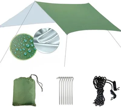 Image de Bâche imperméable pour tente de camping 3 x 3 m,Polyuréthane1500 mm, auvent imperméable, parasol, abri pour les excursions en plein air et le matériel de camping