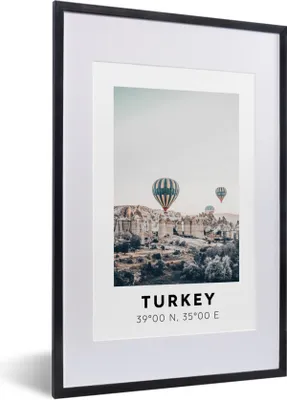 Produktbild von MuchoWow® Gerahmtes Poster Türkei - Heißluftballon - Kappadokien 40x60 cm - Poster mit Schwarzem Bilderrahmen Wandposter Rahmen Foto Bilder - Poster in Rahmen