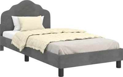 Produktbild von Kinderbettgestell mit Kopfteil Dunkelgrau 90 x 190 cm Samt