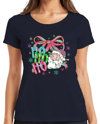 Immagine prodotto di Maglietta da donna Ho Ho Ho Santa Bow Snowflakes Retro Gift, Navy, L