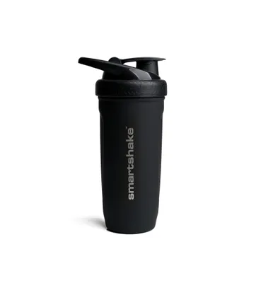 A black Smartshake shaker bottle is shown against a white background.