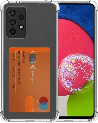 Zdjęcie produktu dla Etui na telefon Smartphonica do Samsung Galaxy A52s 5G z uchwytem na kartę - przezroczysty silikon - przezroczyste, odporne na wstrząsy etui z TPU z kieszenią na kartę