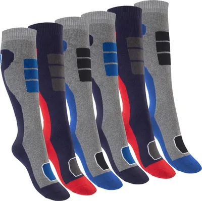 Produktbild von Footstar Kinder Outdoor Kniestrümpfe (6 Paar) Bunte Strümpfe mit Thermo-Effekt - Variante 2 Blau Rot 31-34