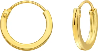 Produktbild von Creolen Ohrringe 925 Sterling Silber flach gelbvergoldet 12-25mm Größe - 12 mm