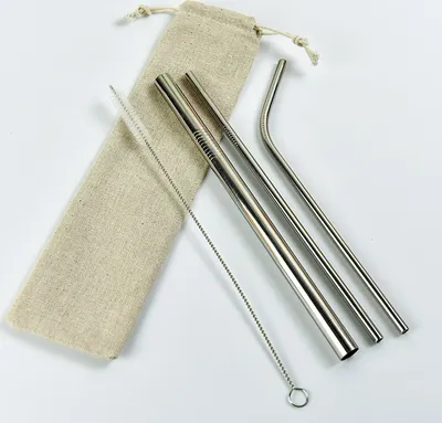Produktbild von Strohhalme aus Edelstahl Metall Trinkhalme Cocktail wiederverwendbar Bürste