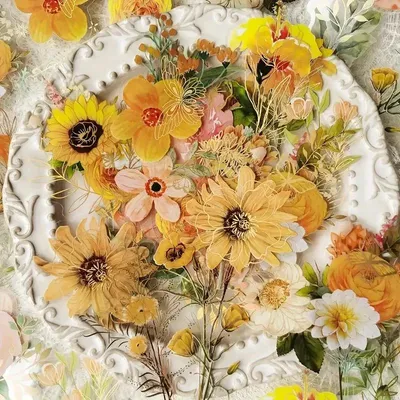 Image de Autocollants, 40 motifs de fleurs vintage, étiquettes décoratives, E