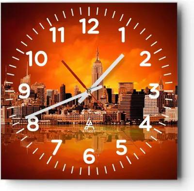 Produktbild von Wanduhr - Quadrat - Glasuhr - Amerika architektur straße tourismus - 40x40cm - Schleichendes Uhrwerk - Lautlos - zum Aufhängen bereit - Dekoration Modern - Wanddekoration aus Glas - C4AC40x40-2118