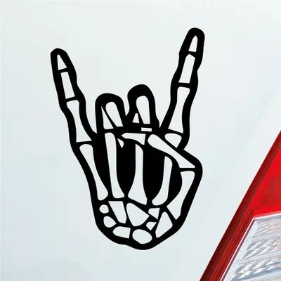 Produktbild von Auto Aufkleber Pommesgabel Heavy Metal 12x8 cm Schwarz Matt Sticker Heckscheibenaufkleber