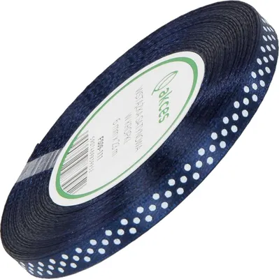 Immagine prodotto di NASTRO DI RASO a pois 6 mm - blu scuro 111 - 23 m - nastro decorativo