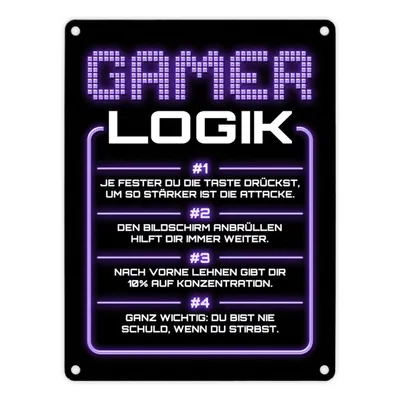 Produktbild von Gamer Logik Metallschild in 15x20 cm in lila