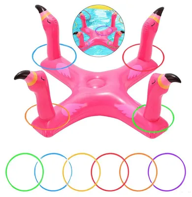 Produktbild von Aufblasbares Ringwurfspiel Pool Kinder – 8-teiliges Wasserspielzeug Set aus PVC für Kinder, Erwachsene & Familien, Poolparty Spiele