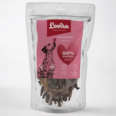 Image de LOVIRA Friandises pour chiens – viande de bœuf séchée, complément à une alimentation saine, friandises naturelles pour petits et grands chiens, 80 g