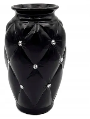 Produktbild von Schwarze Glamour Vase mit Kristallen für Blumen