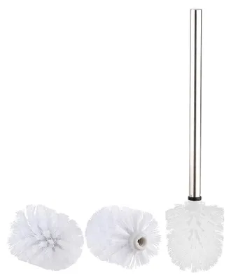 Produktbild von WC Bürste: Edelstahlstiel mit 3 weißen Wechselaufsätzen (Ø 8 cm)