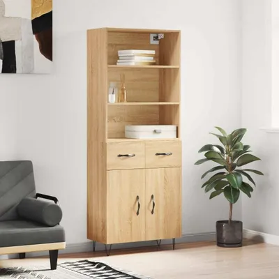 Produktbild von "Rabatt" Mehrzweckschrank/Vitrine/ Highboard - Modernes Design - Sonoma-Eiche 69,5x34x180 cm Holzwerkstoff - Kommoden CC8781