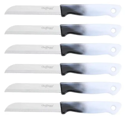 Produktbild von 6 Stück Küchenmesser 18 cm mit ergonomischem Griff - vielseitig & pflegeleicht, Schwarz