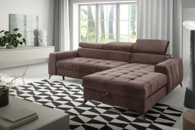 Image de AX LIVING Marron Canapé d'angle avec fonction sommeil Arkucio Mini 260 cm D