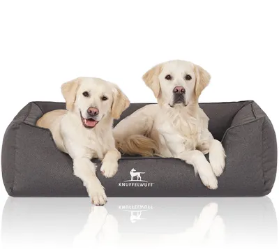 Produktbild von Knuffelwuff Orthopädisches Wasserabweisendes Hundebett Leon aus Velours mit Handwebcharakter XL 105 x 75cm Anthrazit