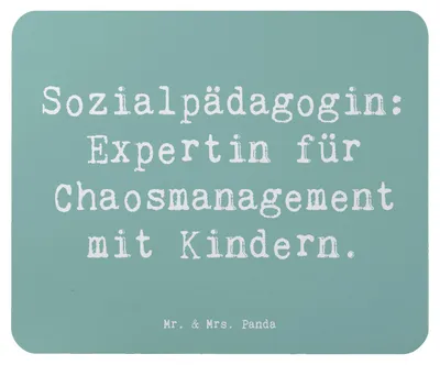 Produktbild von Mr. & Mrs. Panda Mauspad Spruch Sozialpädagogin Chaosmeisterin - Meeresbrise - Geschenk, Beruf, personalisierte Geschenke, computer mousepad, Berufe, Alltagsheldin