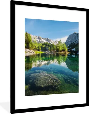 Produktbild von MuchoWow® Gerahmtes Poster Wasser - Berge - Felsen 60x80 cm - Poster mit Schwarzem Bilderrahmen Wandposter Rahmen Foto Bilder - Wohnzimmer - Dekorationen - Prämie