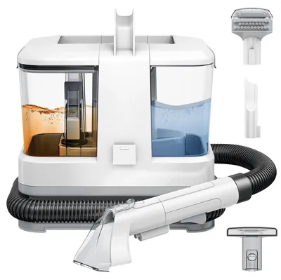 Image de Nettoyeur de tapis portable - Nettoyeur de taches compact - Aspirateur à eau et à sec de 500W et 9 kPa - Alimentation secteur 220–240V - Fonction intégrée de pulvérisation et d'aspiration - Idéal pour les canapés, les tapis et les sièges de voiture - Pack standard