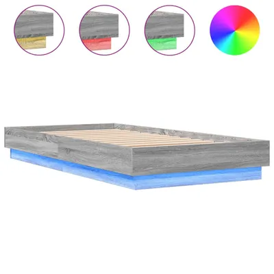 Image de Cadre de lit sans matelas avec lumières LED 75x190 cm