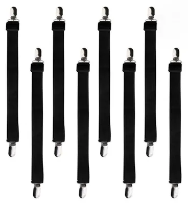 Produktbild von Bettlakenspanner verstellbar 30-120cm Schwarz 8 Stück