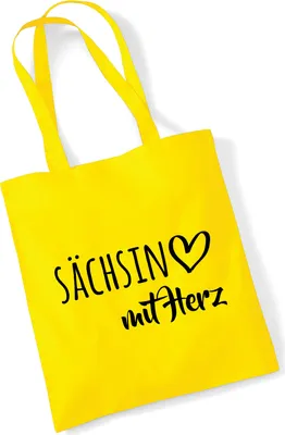 Produktbild von Huuraa Jutebeutel Sächsin mit Herz 10 Liter Yellow Baumwolle Tasche Geschenkidee