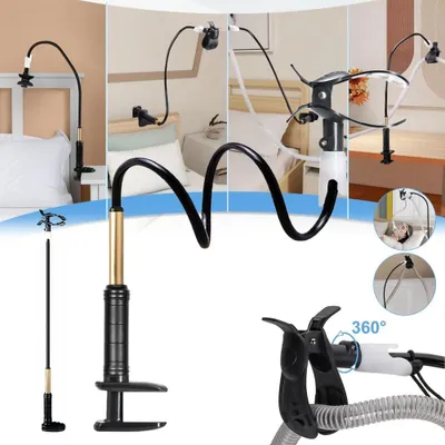 Obrázek produktu pro Držák hadice pro CPAP s nastavitelnou výškou a otočným ramenem, který bezpečně udrží hadici vašeho přístroje CPAP v rozsahu 360°. Upínací mechanismus zabraňuje zamotávání, je součástí příslušenství pro CPAP a je robustní