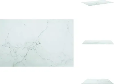 Immagine prodotto di vidaXL Piano da tavolo bianco 100x62 cm in vetro temperato 8 mm effetto marmo - Piani da tavolo