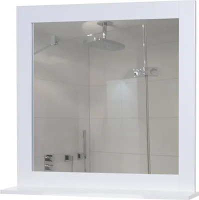 Immagine prodotto di Specchio da parete HWC-F75, specchio da bagno specchio da bagno, mensola country house 58x59x12cm bianco