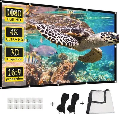 Produktbild von Famanu Projektionsleinwand 120 Zoll 4K HD - Tragbar Faltbar Beidseitig Für Innen- und Außenbereich