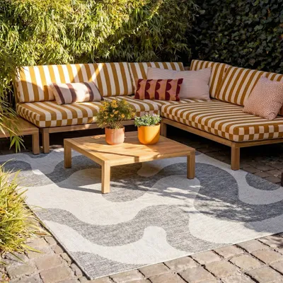 Image de Volero - Tapis d'extérieur - Summer Swirl Gris - 80x150 cm