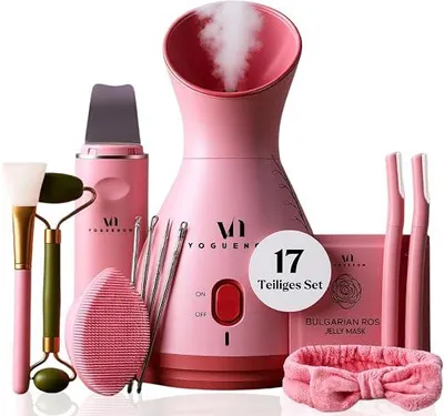 Produktbild von 3-in-1-Nano-Ionen-Gesichtsdampfer Spa-Set | Gesichtssauna mit Aroma Diffuser und Handtuchwärmekammer | 8 Bonus-Spa-Produkte | Porenreiniger Gesicht Hautreinigungsgerät| Geschenkbox, Geschenkset Frauen