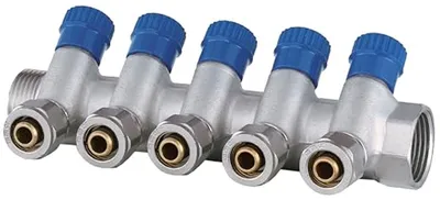 Productafbeelding van Waterverdeler - Verdeler koud water - Installatie optimaliseren - Monolithische constructie - 5 cirkels - Nikkel messing