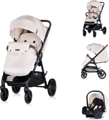 Produktbild von Chipolino Kombikinderwagen Ultera 2 in 1 Babyschale Fußabdeckung klappbar Korb beige