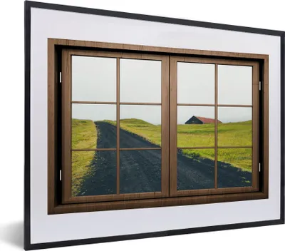 Produktbild von MuchoWow® MuchoWow® Gerahmtes Poster Aussicht - Natur - Haus 40x30 cm - Poster mit zchwarzem Bilderrahmen - Bilderrahmen - Poster im Rahmen
