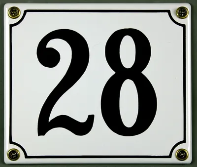 Produktbild von Hausnummernschild 28 weiß 12x14 cm Schild Emaille Hausnummer Haus Nummer Zahl Ziffe
