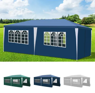 Produktbild von Peviasot Pavillon 3x6 m Blau Gartenpavillon Partyzelt mit Seitenteilen für Garten Camping
