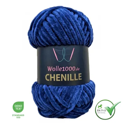 Produktbild von Wolle1000 Chenille - 17 MARINE - 100g - weiches Chenille Garn / Kuschelwolle