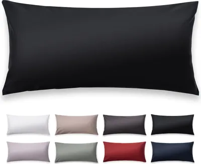Produktbild von Blumtal 2er-Set Premium Mako Satin Baumwolle Kissenbezug 40x40 cm - Superweicher Kopfkissenbezug 40x40, mit Edler Glanz Optik und Gleichfarbigen Reißverschlüssen, Kissenhülle, Schwarz