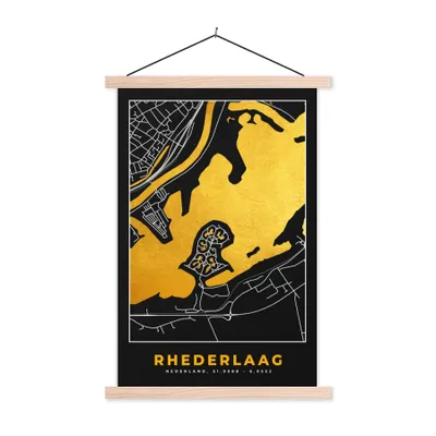 Obrázek produktu pro MuchoWow® Textilní plakát - Mapa - Mapa města - Rhederlaag - 60x90cm - S hnědými lamelami
