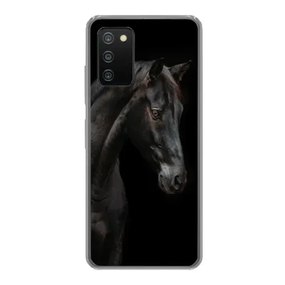 Produktbild von MuchoWow® Handyhülle Schutzhülle Hülle für Samsung Galaxy A03s Pferd - Tiere - Schwarz - Porträt Silikon Softcase Handy Hülle - Schutz