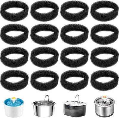 Produktbild von 16 Stück Schaumfilter für runde Hunde-Wasserfontäne - 25 L Hunde-Fontäne - Katzen-Fontäne-Filter